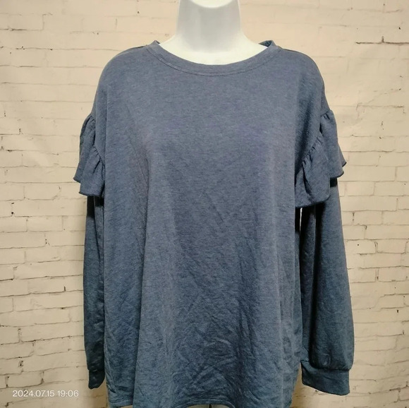 Matilda Jane Lena Flutter Sleeves Minimalist Classic style Blue Top size Medium - Picture 1 of 7